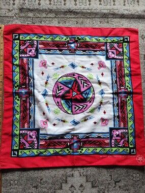 Vintage Wamcraft Aztec Native Thunderbird Bandana Scarf Neckerchief